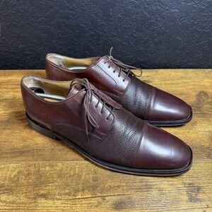 Johnston & Murphy Shoes Mens Size 12 Brown Cap Toe Leather Oxford Dress Lace Up